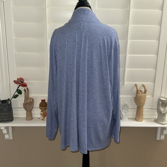 NIC+ZOE Speckled Knit Drape Cardigan Blue Mix - Picture 8 of 14